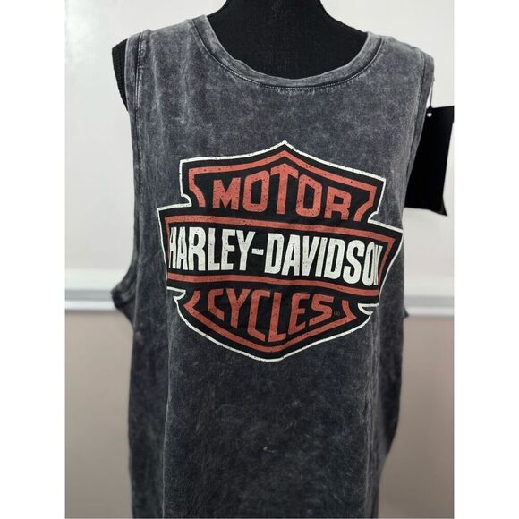NWT Harley-Davidson Dark Grey Knit Muscle Tank Top Vintage Wash Size 2XL - Picture 2 of 9